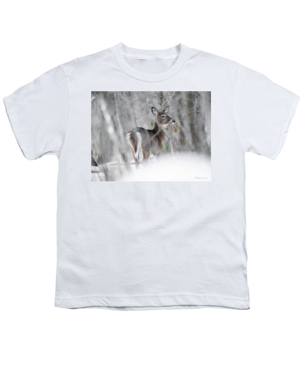 Pensive Doe Youth T-Shirt featuring the photograph Pensive Doe by Marty Saccone