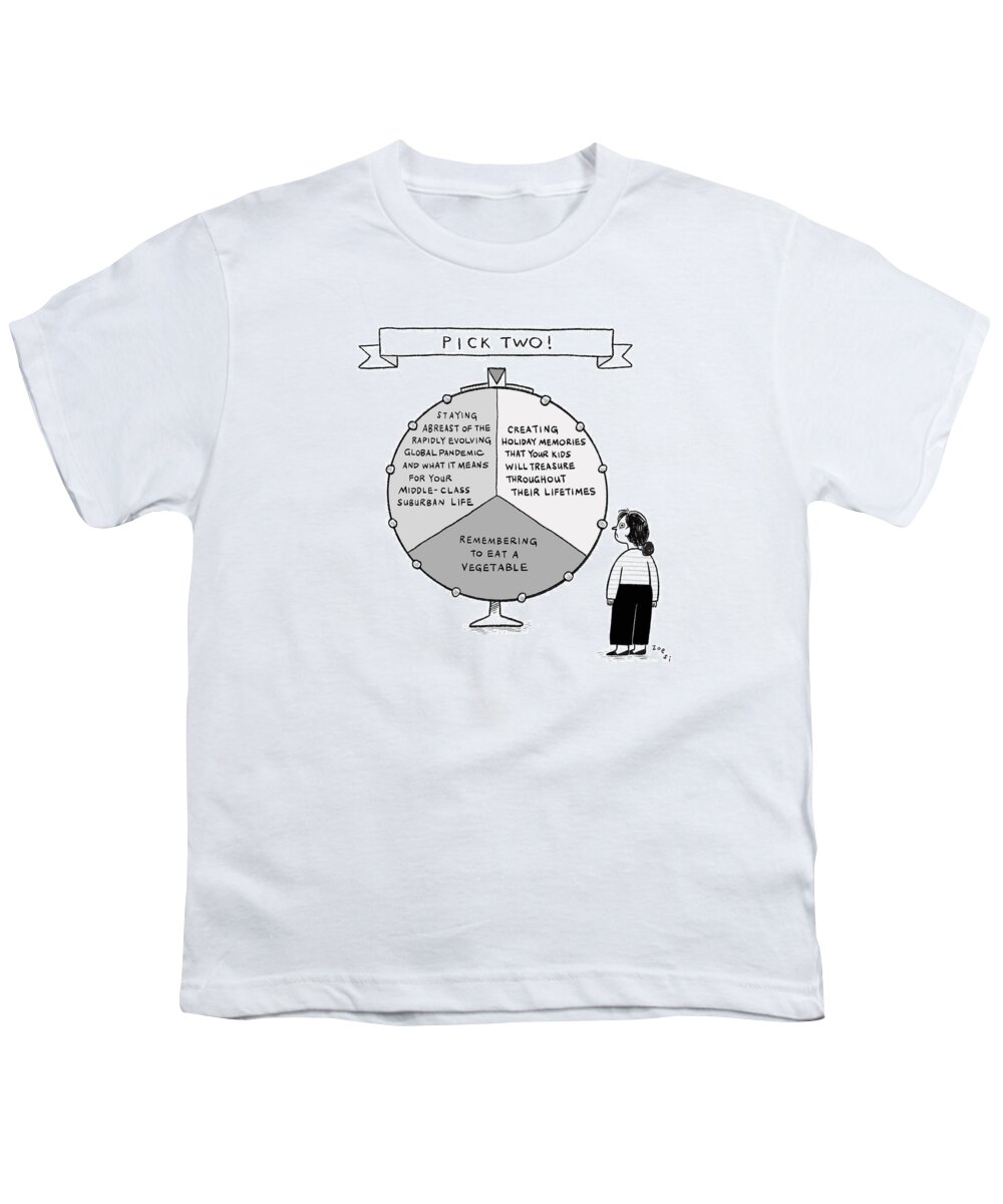 Captionless Youth T-Shirt featuring the drawing Pick Two by Zoe Si
