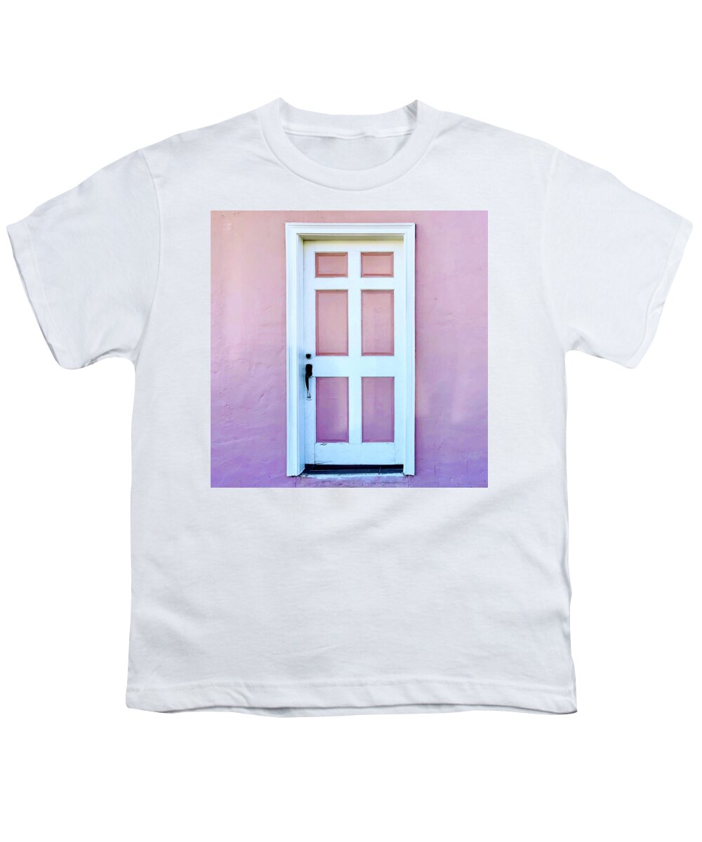  Youth T-Shirt featuring the photograph Pink And White Door by Julie Gebhardt