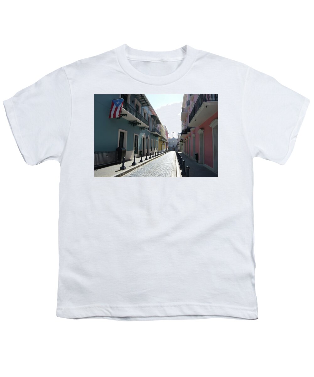 Puerto Rico Youth T-Shirt featuring the photograph PR Street Flag by Flinn Hackett