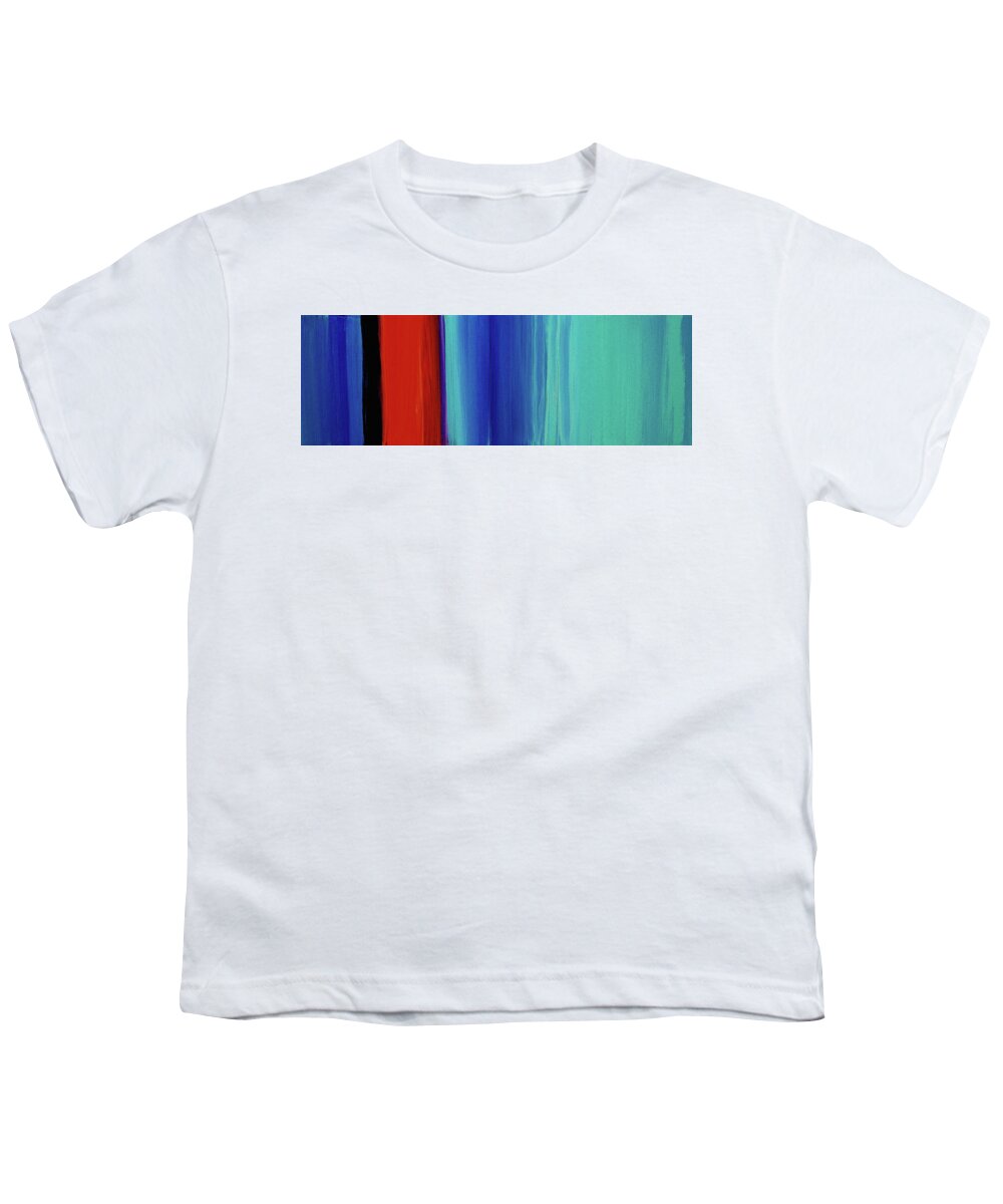 Abstract Youth T-Shirt featuring the painting Red and Blue Art - Calm Skies 1 - Sharon Cummings by Sharon Cummings