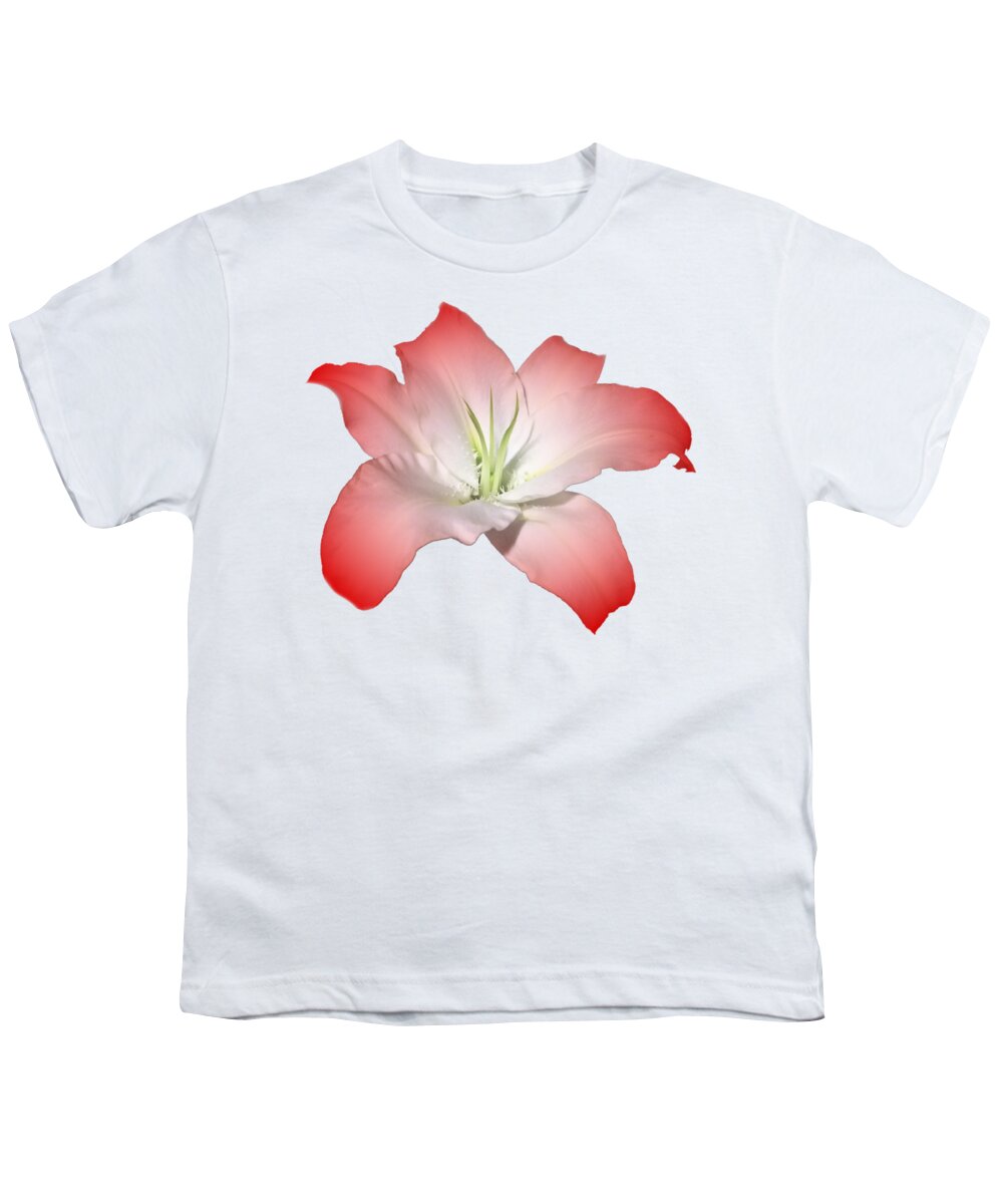 Red Youth T-Shirt featuring the photograph Red Lily Flower by Delynn Addams