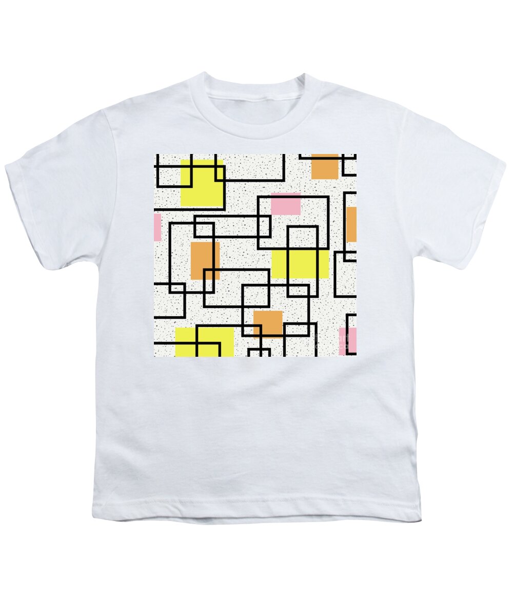 Mid Century Modern Youth T-Shirt featuring the digital art Retro Rectangles Fabric 2 by Donna Mibus