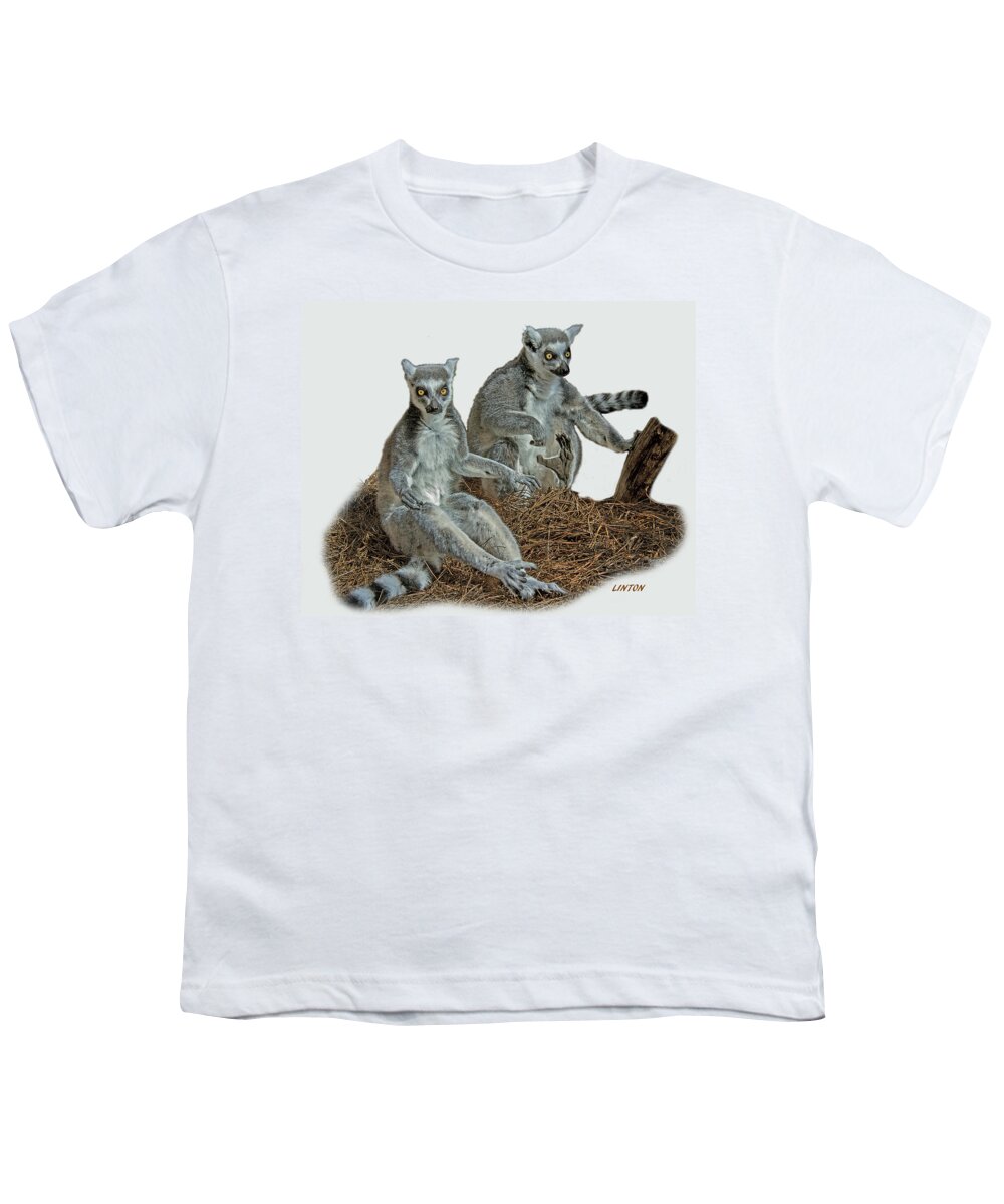 Ring-tailed Lemurs Youth T-Shirt featuring the digital art RING-TAILED LEMURS cps by Larry Linton