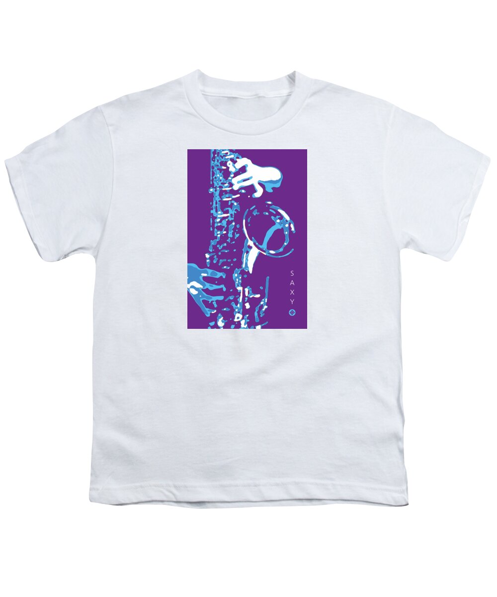 Saxophone Image Posters Youth T-Shirt featuring the digital art Saxy Purple Poster by David Davies