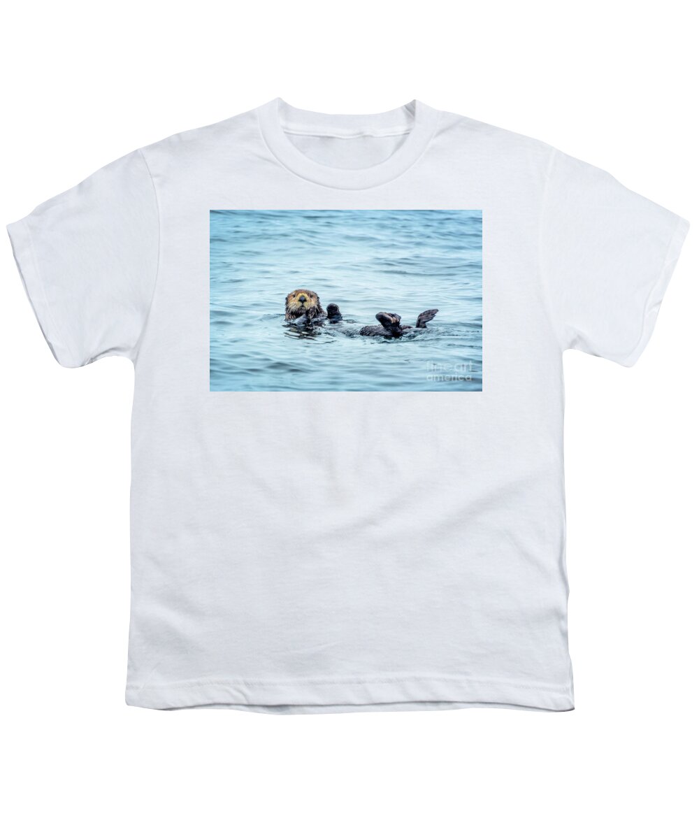 Otter Youth T-Shirt featuring the photograph Sea otter naptime by Delphimages Photo Creations