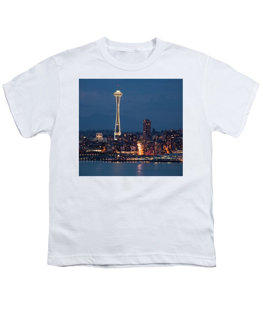 Cityscape Youth T-Shirt featuring the photograph Seattle Lights Resized by Peggy Kahan