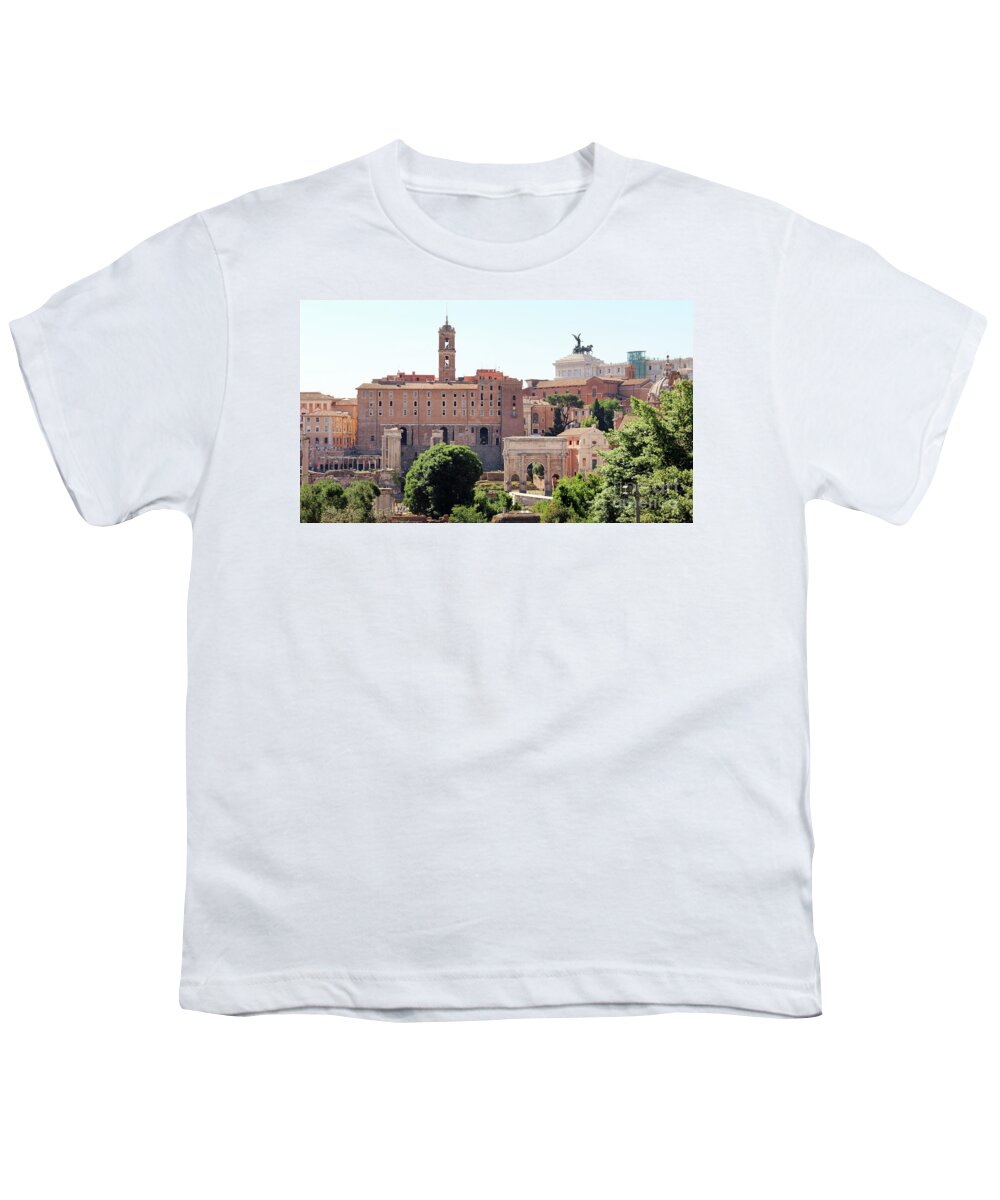 Campidoglio Youth T-Shirt featuring the photograph Septimius Severus Arch and Campidoglio 1746 by Jack Schultz
