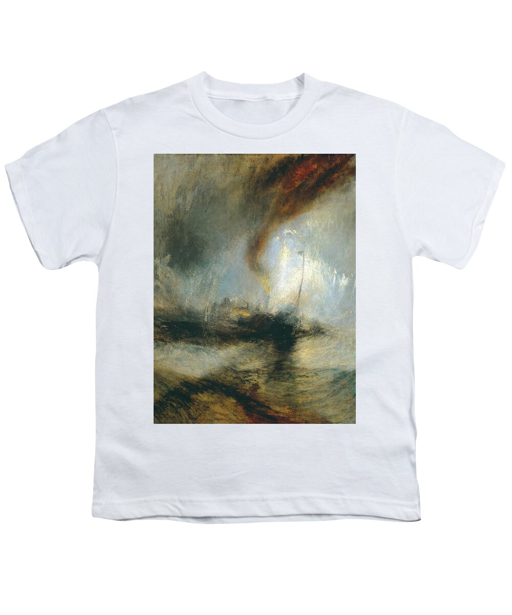 J.m.w. Turner Youth T-Shirt featuring the painting Snow Storm, Steam-Boat off a Harbour's Mouth by William Turner