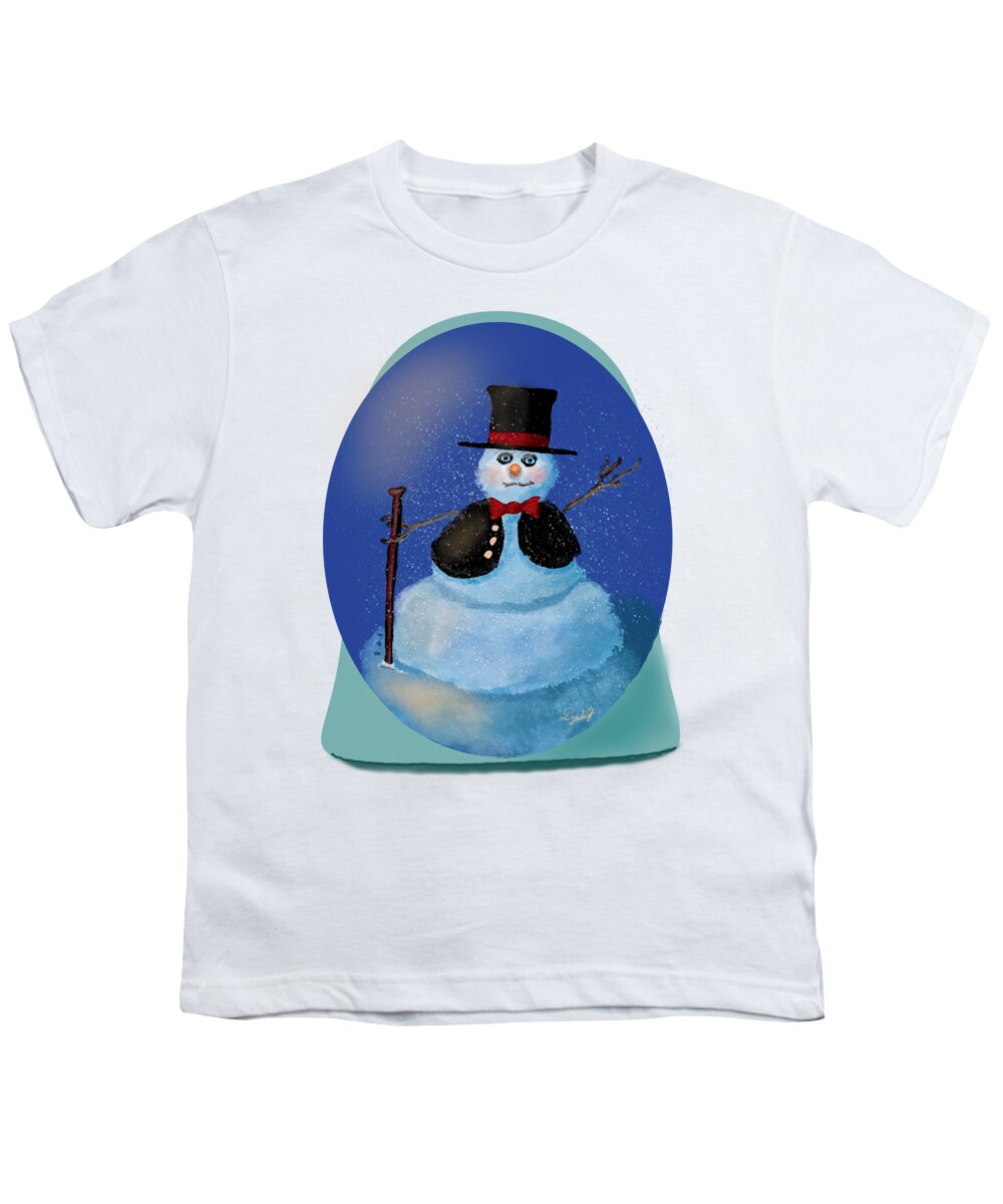 Snow Youth T-Shirt featuring the digital art Snowman by Doug Gist