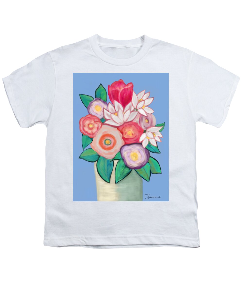 Christne Fournier Youth T-Shirt featuring the painting Soft Petals by Christine Fournier