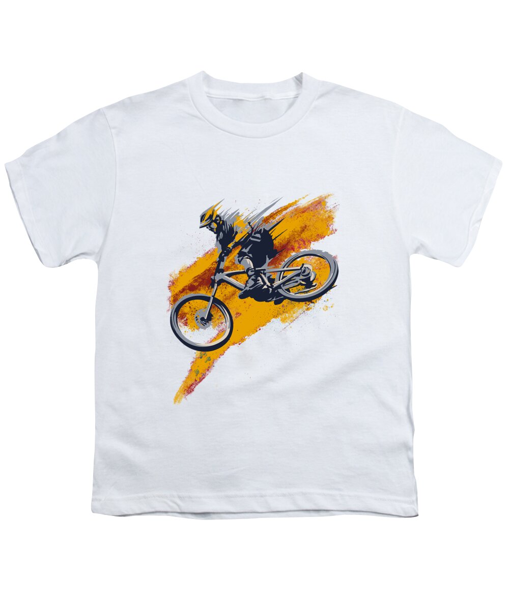 Mountain Bike Art Youth T-Shirt featuring the painting Stay Wild Mtb by Sassan Filsoof