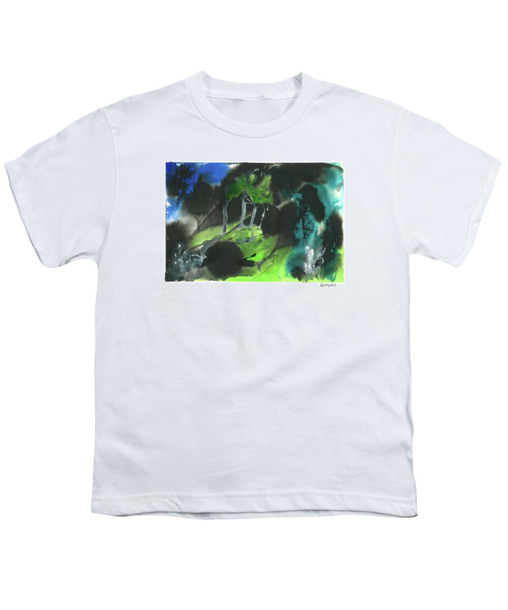 Rhodes Rumsey Youth T-Shirt featuring the painting Stormy Mountainside by Rhodes Rumsey