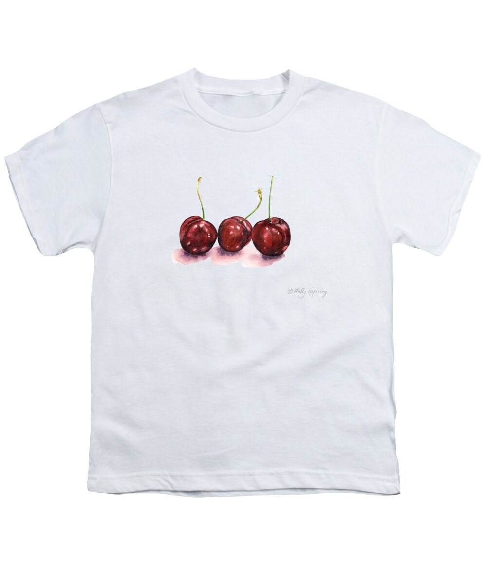 Summer Sweet Cherries Youth T-Shirt featuring the painting Summer Sweet Cherries by Melly Terpening