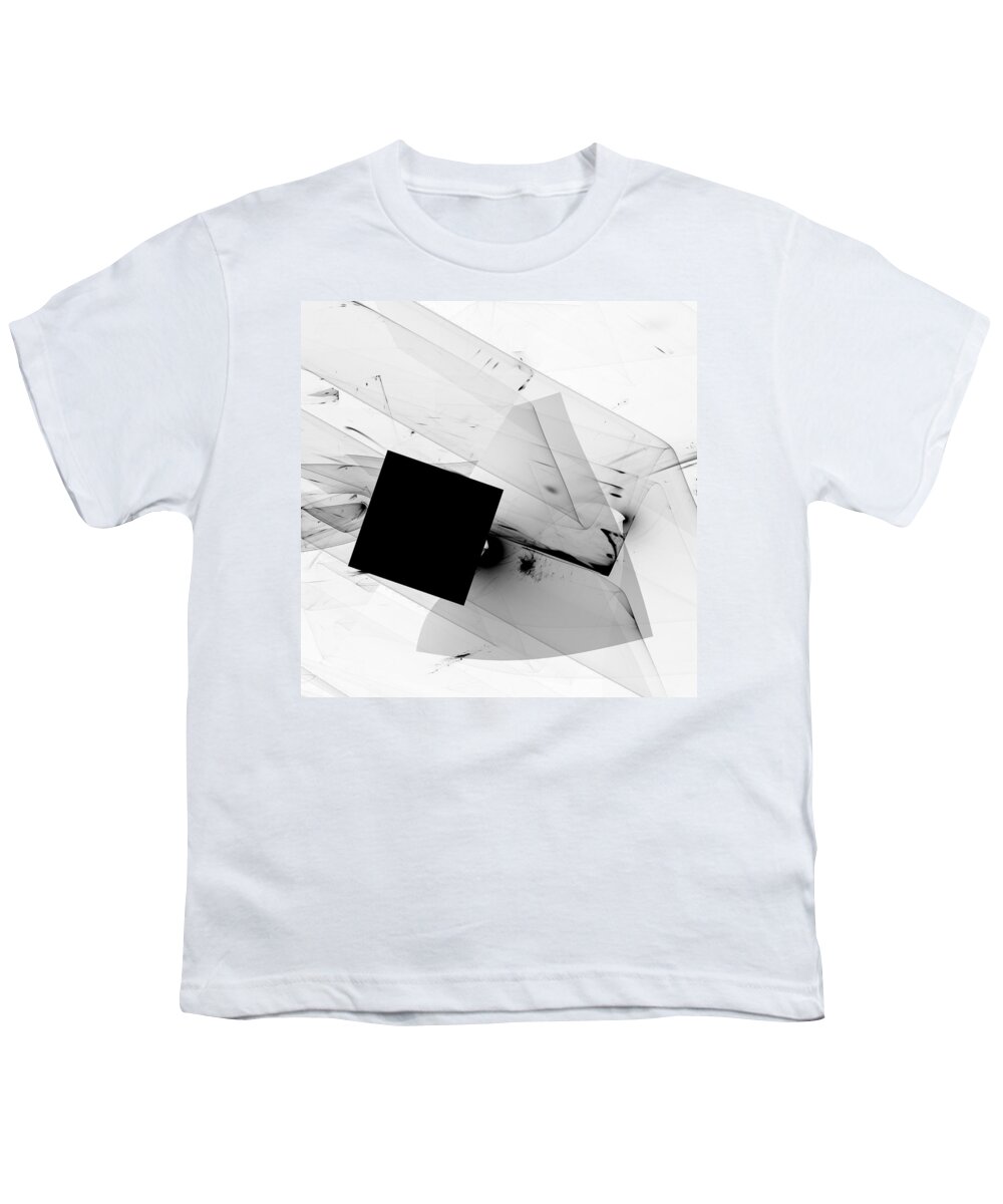 Abstract Expressionism #abstract Art #imagination#creativity#suprematism#black Square#contemporary Art #unique Design #handmade Art #black And White Youth T-Shirt featuring the digital art Suprematic Square /Abstract Illustration by Aleksandrs Drozdovs