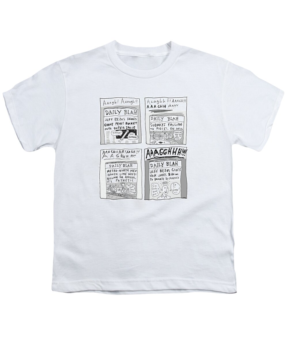 A Bezos Rant Youth T-Shirt featuring the drawing The Daily Blah by Roz Chast