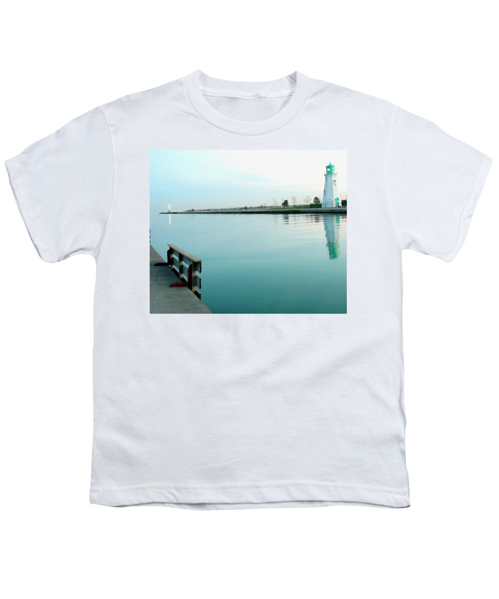 Lighthouse Youth T-Shirt featuring the photograph Double Lighthouse - St. Catharines, Ontario by Kenneth Lane Smith