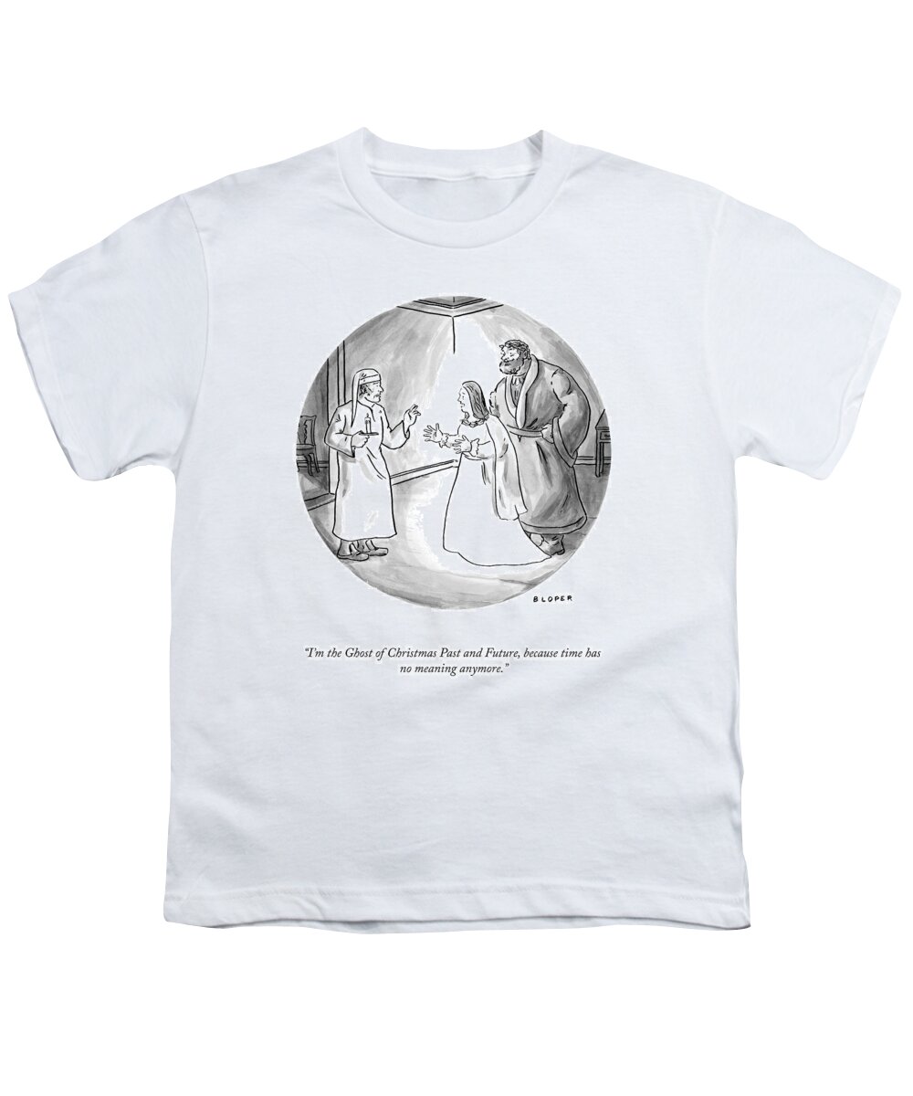 “i’m The Ghost Of Christmas Past And Future Youth T-Shirt featuring the drawing The Ghost Of Christmas Past And Future by Brendan Loper