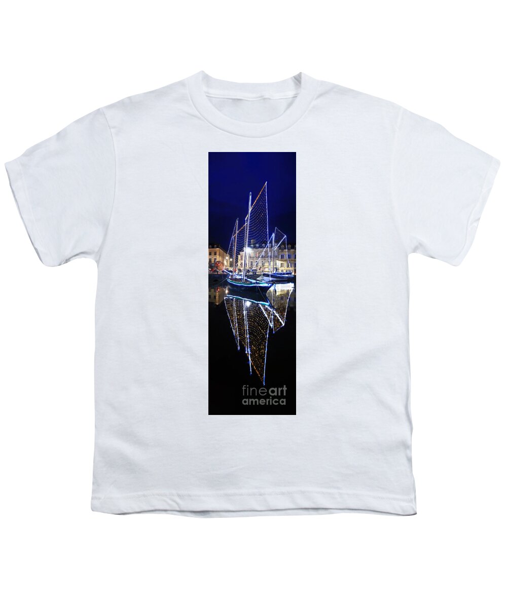 Jolie Youth T-Shirt featuring the photograph The Joli Vent and the Corbeau des mers in the port of Vannes. by Frederic Bourrigaud