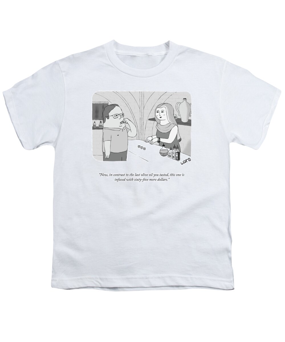 now Youth T-Shirt featuring the drawing The Last Olive Oil You Tasted by Lars Kenseth