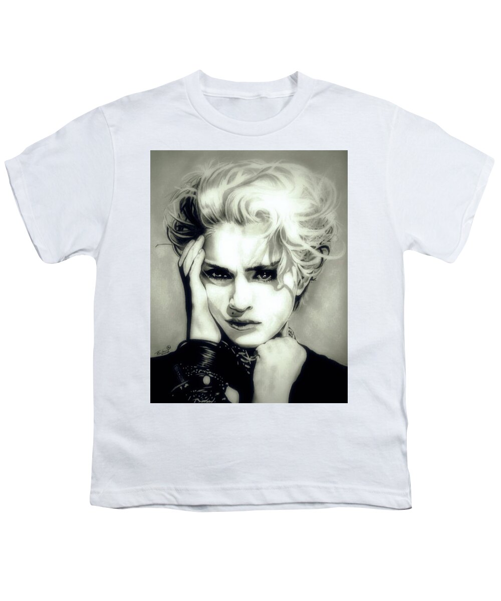 Madonna Youth T-Shirt featuring the drawing The Material Girl - Madonna - Original Edition by Fred Larucci