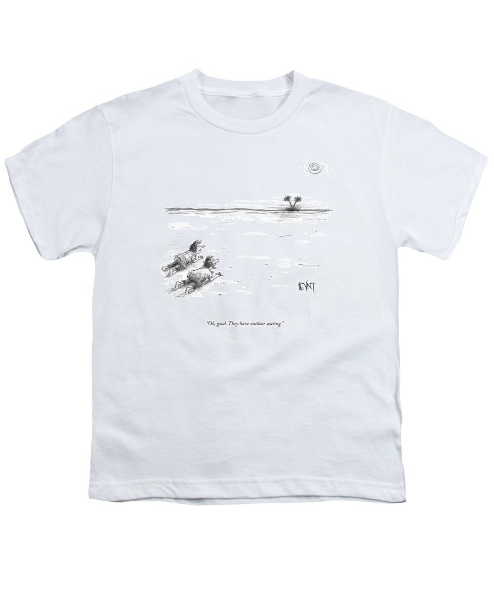 oh Youth T-Shirt featuring the drawing They Have Outdoor Seating by Christopher Weyant