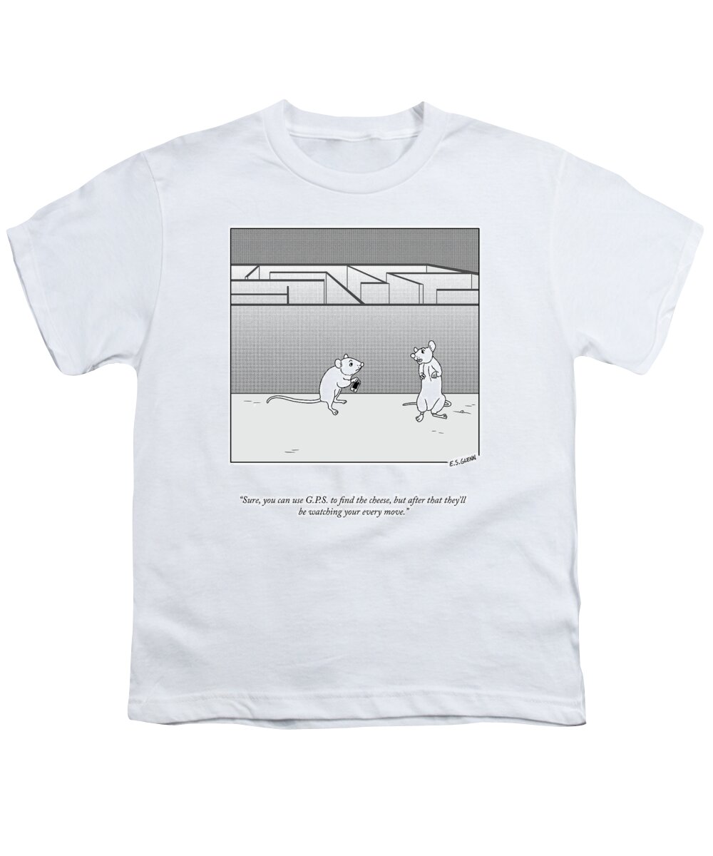 A25294 Youth T-Shirt featuring the drawing They'll Be Watching Your Every Move by Everett S Glenn