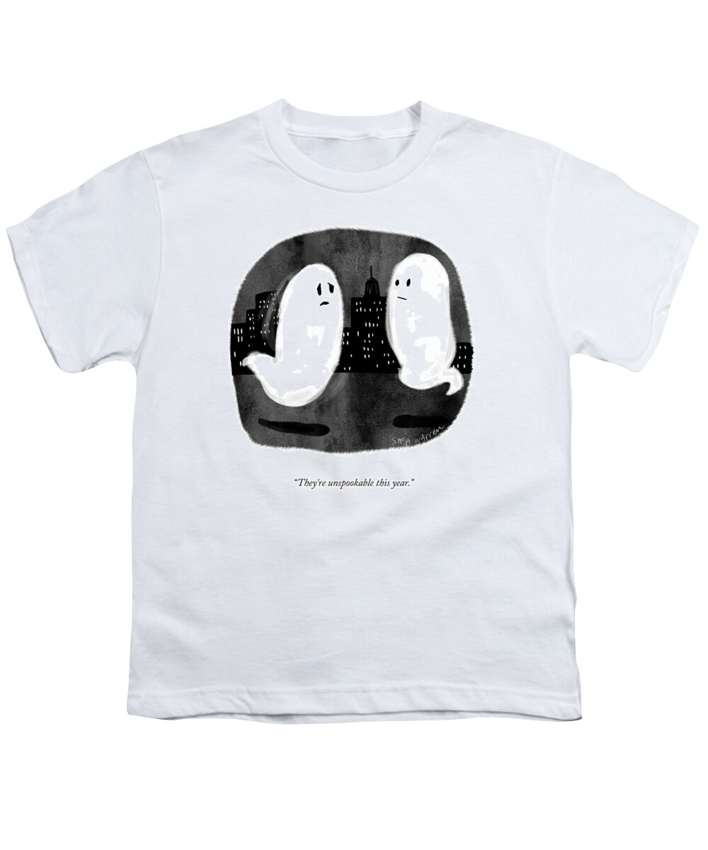 They're Unspookable This Year. Ghost Youth T-Shirt featuring the drawing They're Unspookable by Sofia Warren
