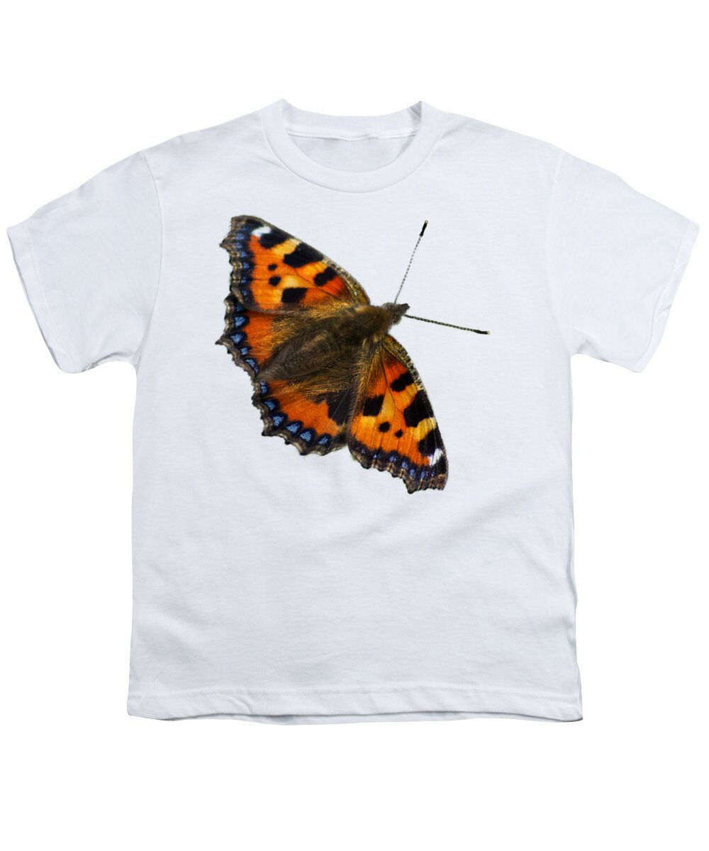 Tortoiseshell Youth T-Shirt featuring the photograph Tortoiseshell butterfly, taken at Dove Stone Reservoir, by Pics By Tony