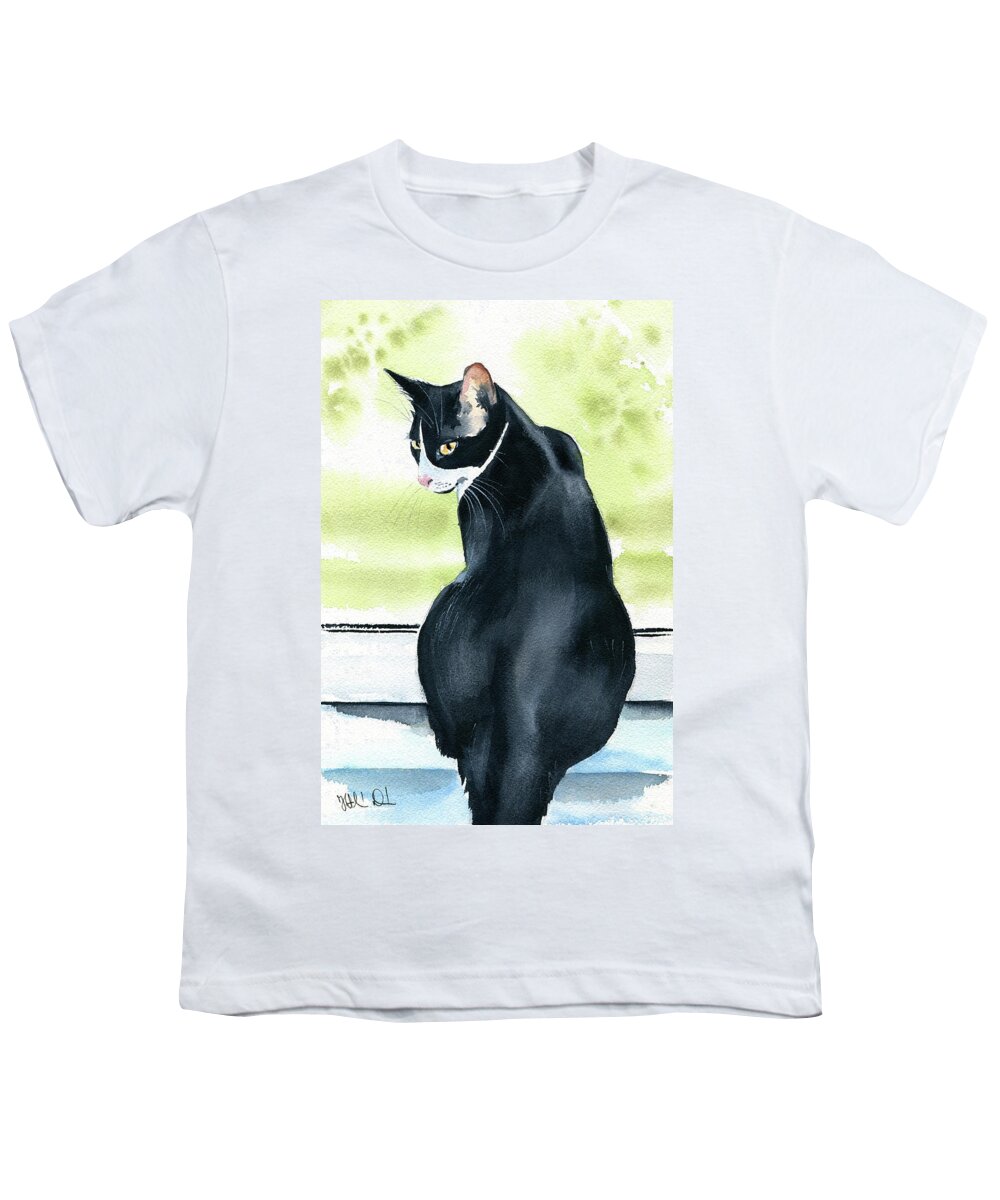 Cats Youth T-Shirt featuring the painting Tuxedo Cat Painting by Dora Hathazi Mendes