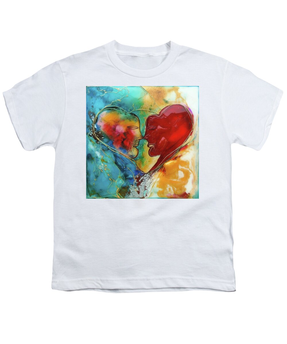 Lovers Youth T-Shirt featuring the digital art Two Lovers 15 Heart Shape by Matthias Hauser