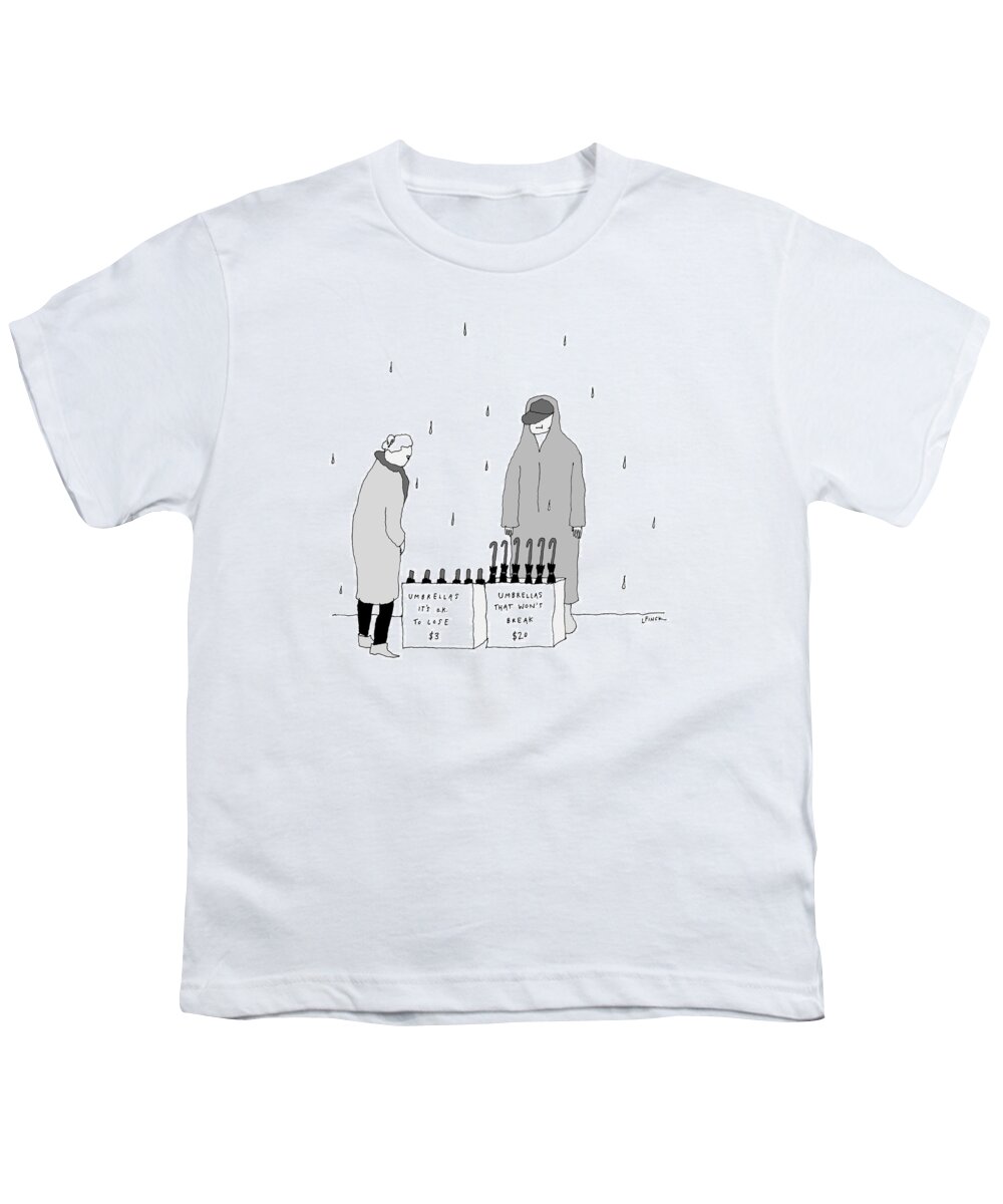 A25334 Youth T-Shirt featuring the drawing Umbrellas It's O.K. To Lose by Liana Finck