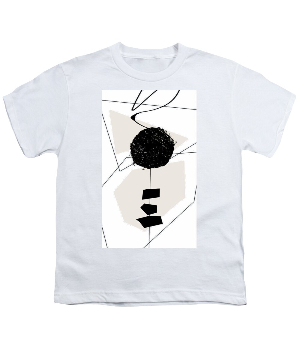 Taupe Modern Art Youth T-Shirt featuring the painting Uneven Elegance No. 3 - Black and Taupe Minimalist Abstract Art by Lourry Legarde