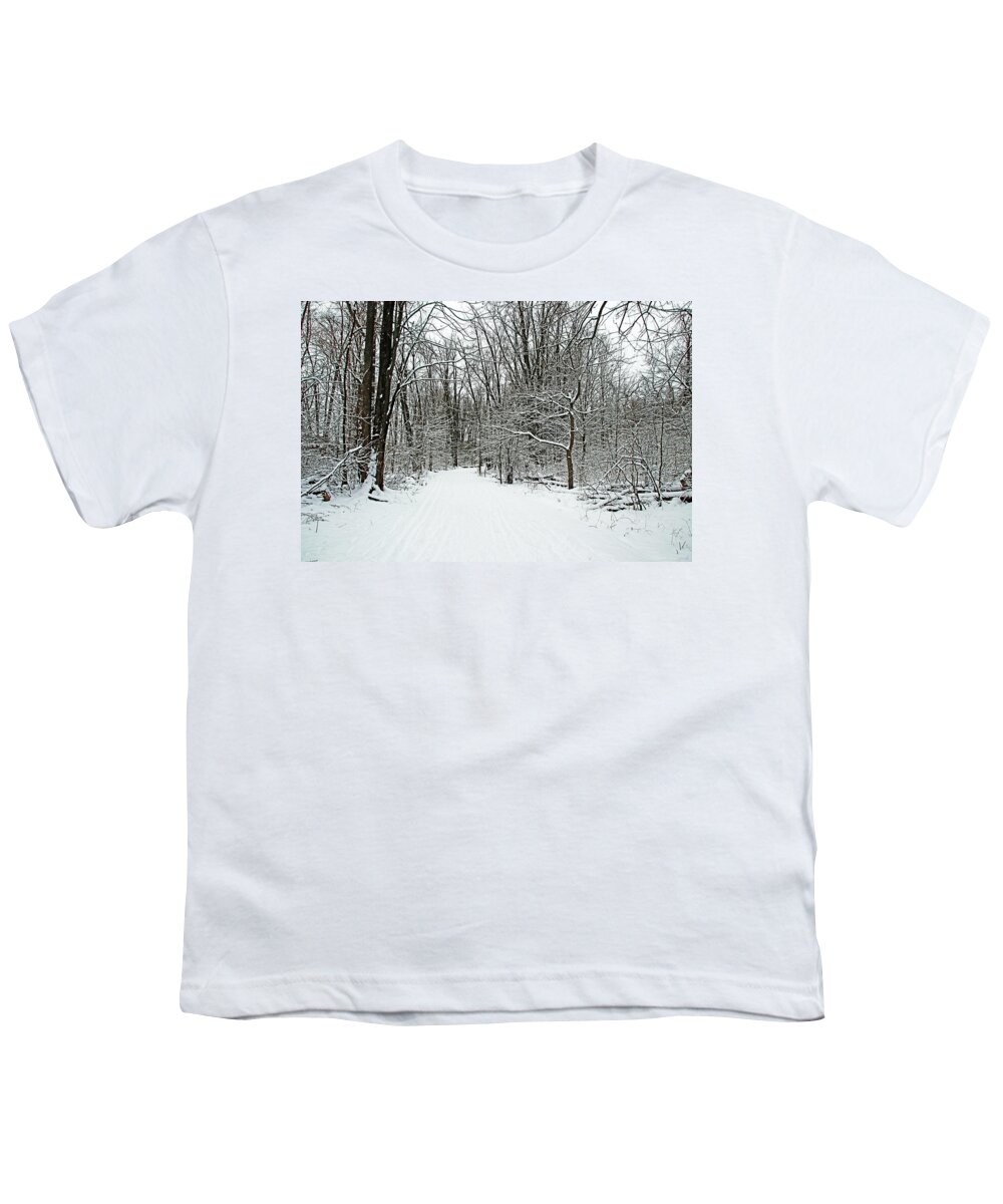 Guelph Youth T-Shirt featuring the photograph Walking A Winter Trail by Debbie Oppermann