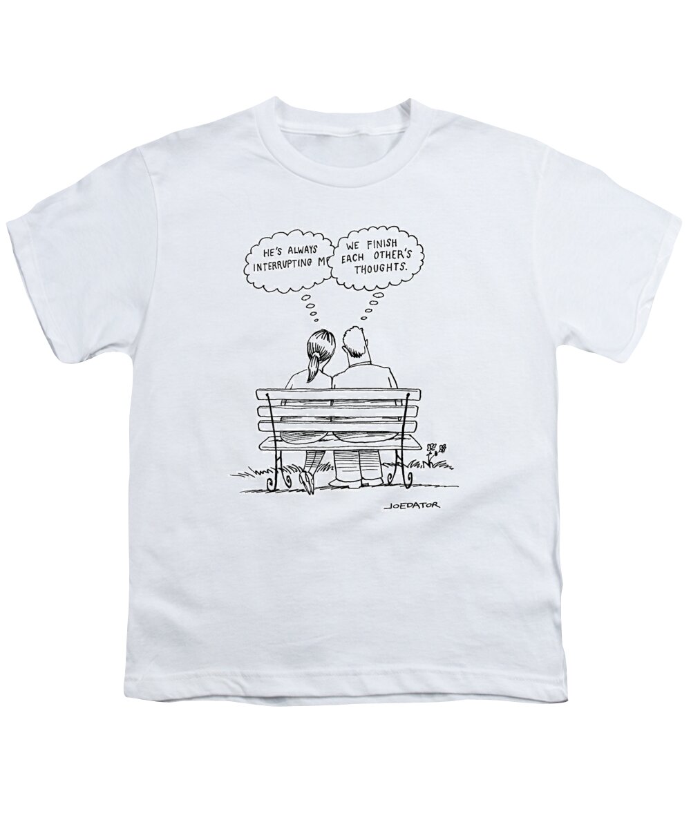 Captionless Youth T-Shirt featuring the drawing We Finish Each Others Thoughts by Joe Dator