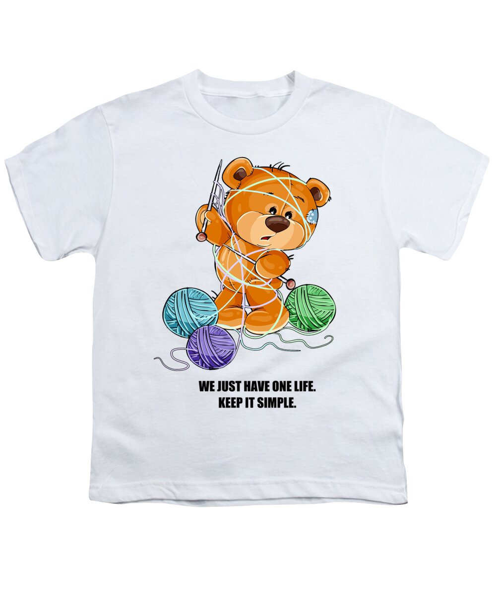 Bears Youth T-Shirt featuring the mixed media We Just Have One Life by Miki De Goodaboom