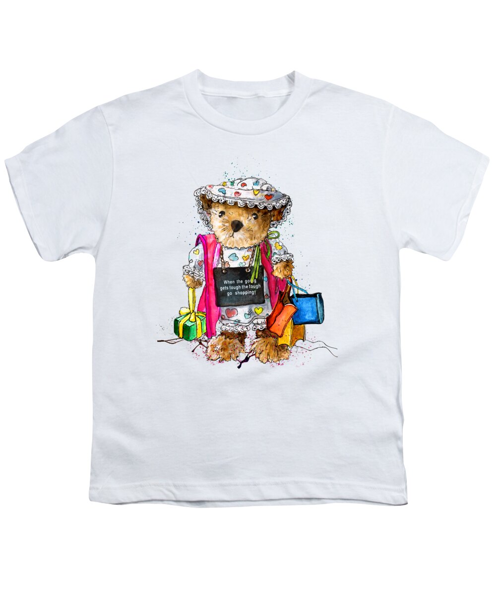 Bear Youth T-Shirt featuring the painting When The Going Gets Tough by Miki De Goodaboom