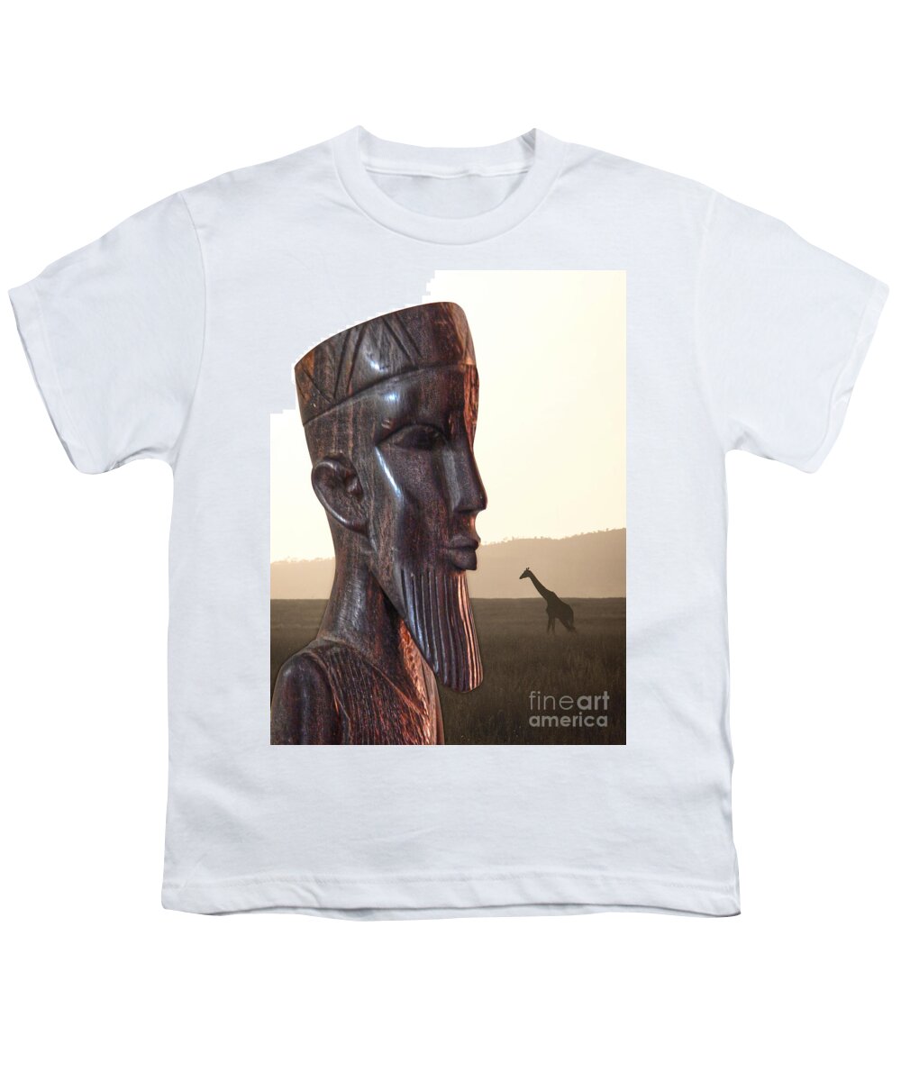 Wiseman Youth T-Shirt featuring the digital art Wiseman And Giraffe by Phil Perkins