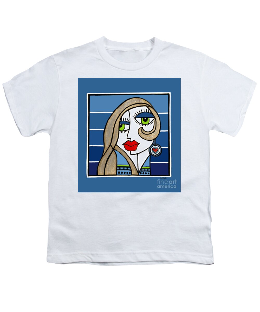 Woman Youth T-Shirt featuring the digital art Woman with Earring by Diana Rajala