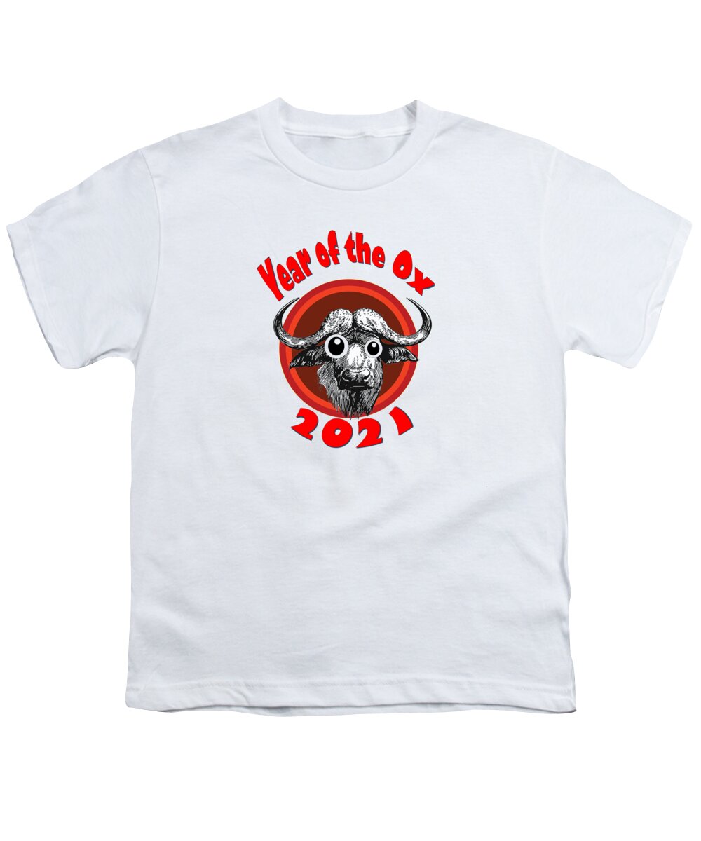 Ox Youth T-Shirt featuring the digital art Year of the Ox 2 Googly Eye Transparent Background by Ali Baucom