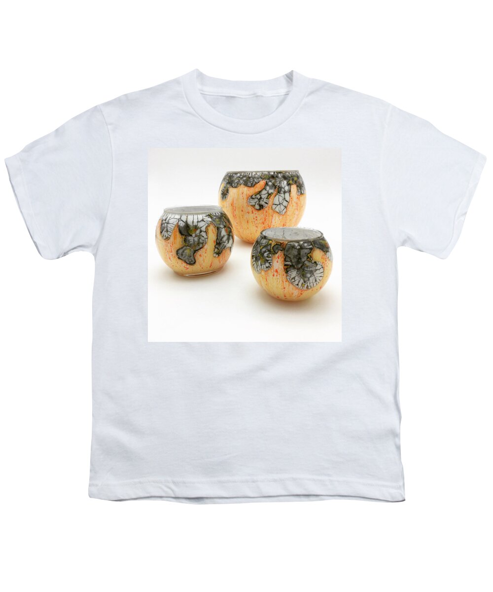 Glass Youth T-Shirt featuring the mixed media Yellow and White Bowls by Christopher Schranck