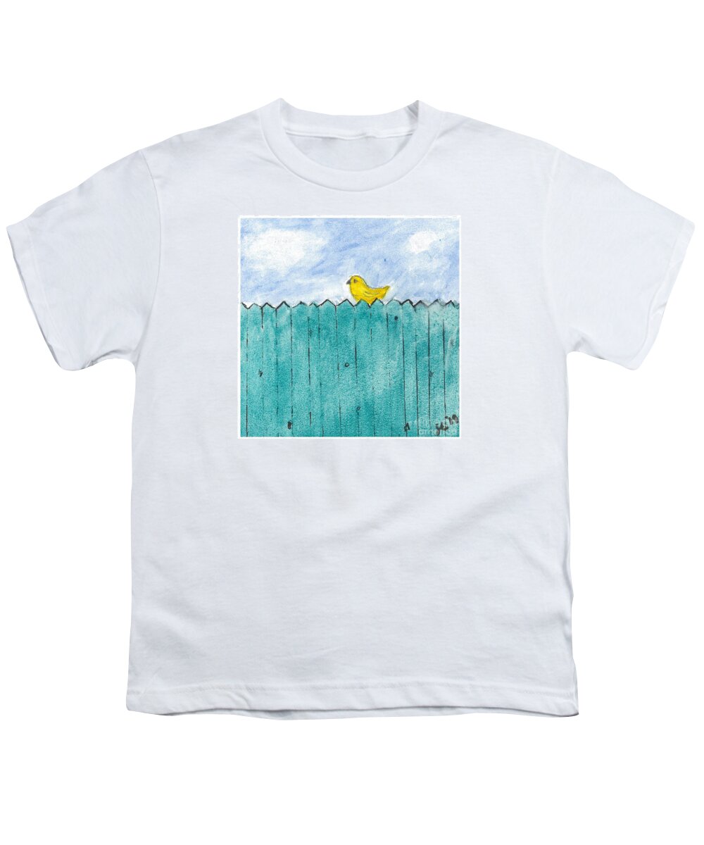 Water Youth T-Shirt featuring the painting Yellow Bird by Loretta Coca