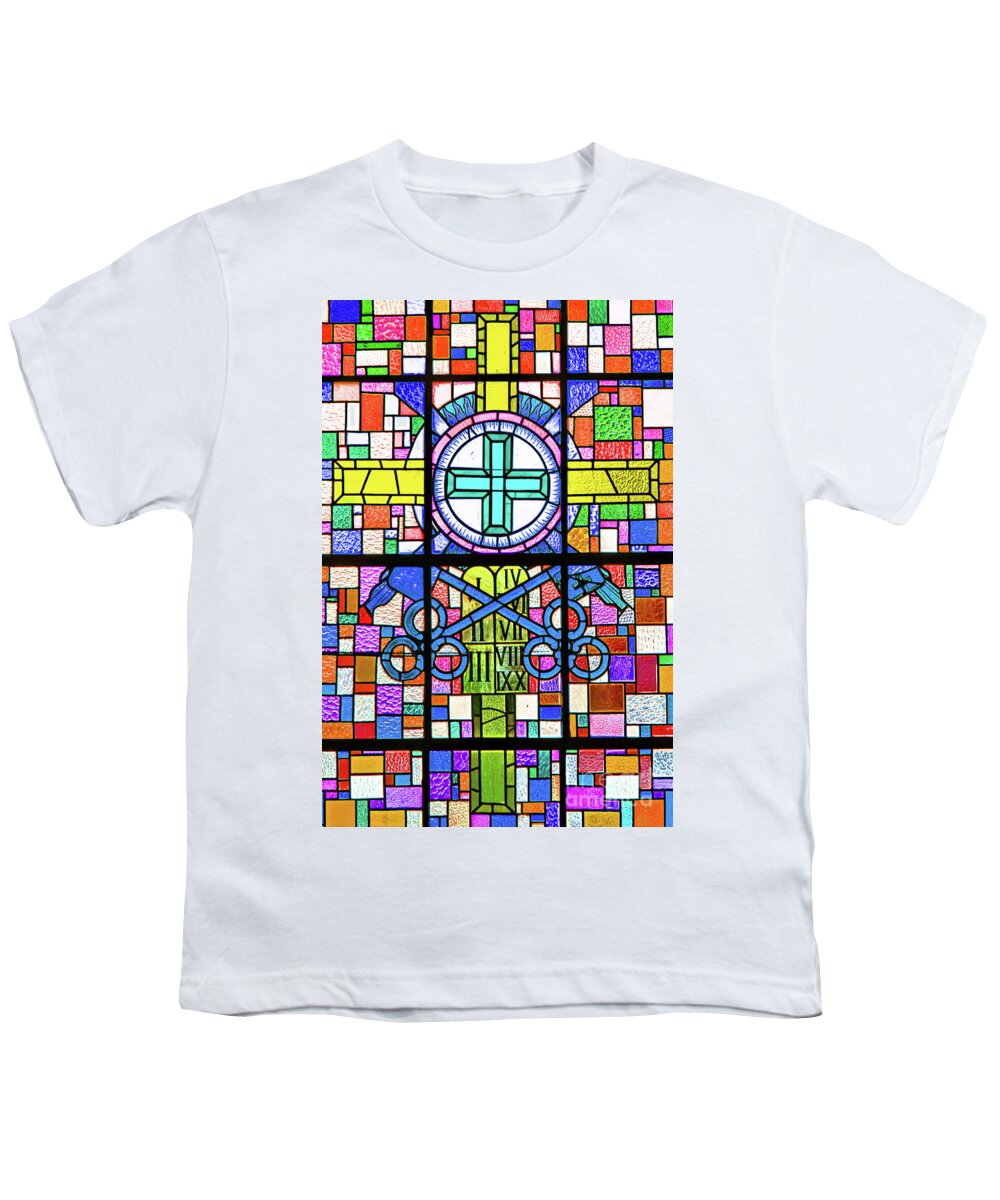 Yellow Youth T-Shirt featuring the photograph Yellow Cross Stained Glass by Munir Alawi