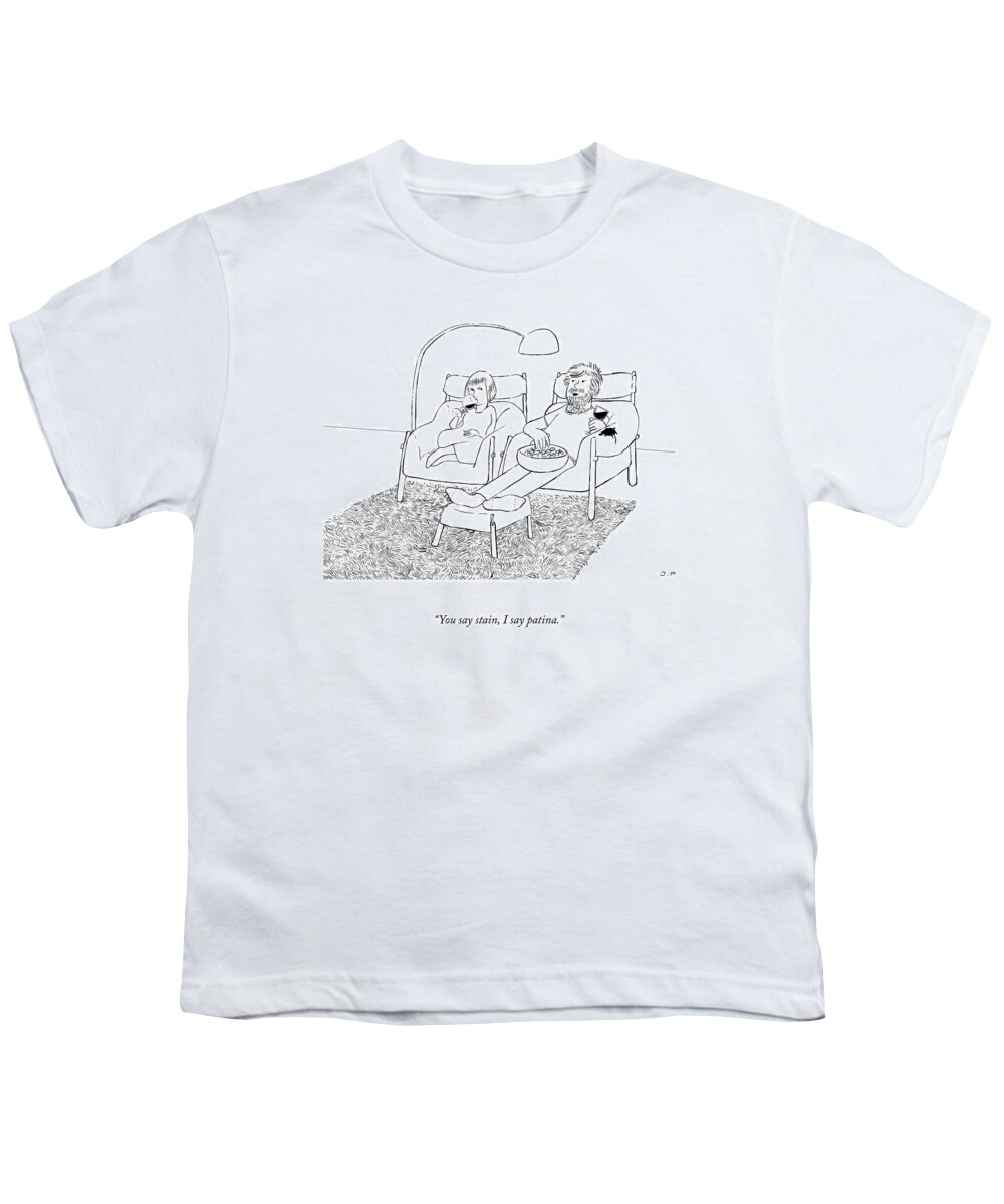 You Say Stain Youth T-Shirt featuring the drawing You Say Stain by Julia Leigh and Phillip Day