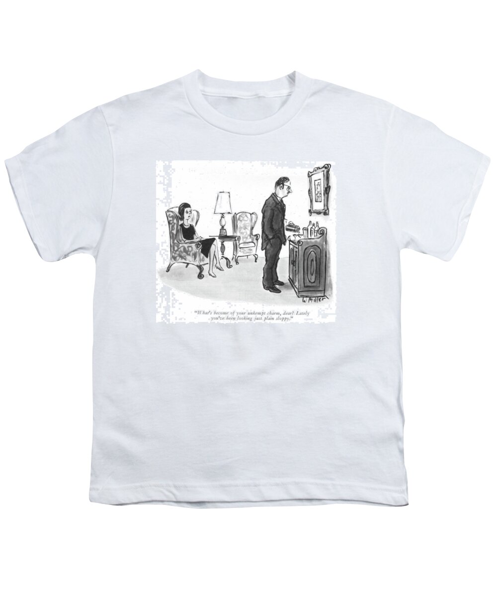 “what’s Become Of Your Unkempt Charm Youth T-Shirt featuring the drawing Your Unkempt Charm by Warren Miller
