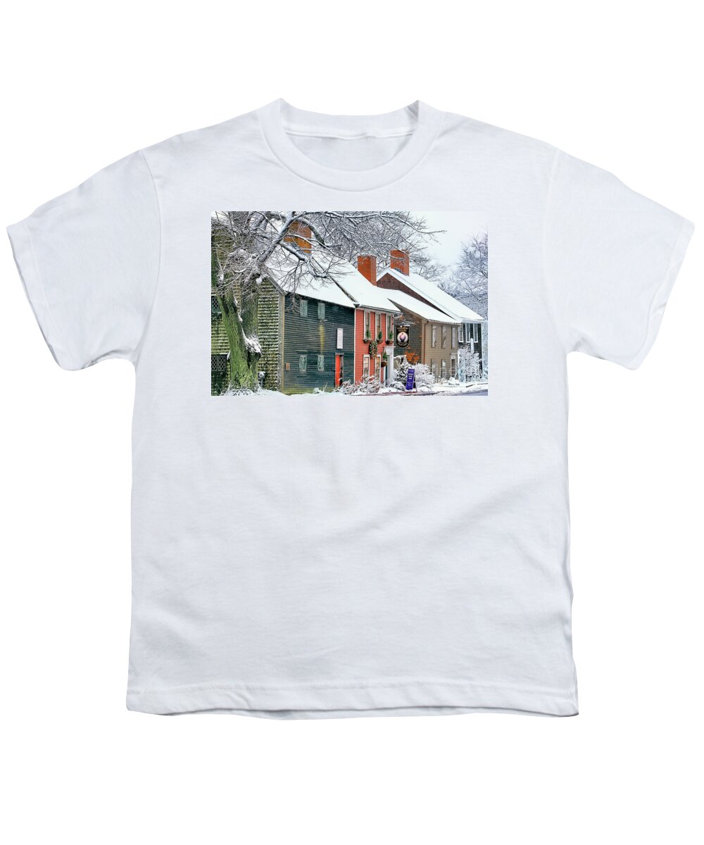 Richard Sparrow House Youth T-Shirt featuring the photograph Sparrow House and Jenney Grist Mill Museum by Janice Drew