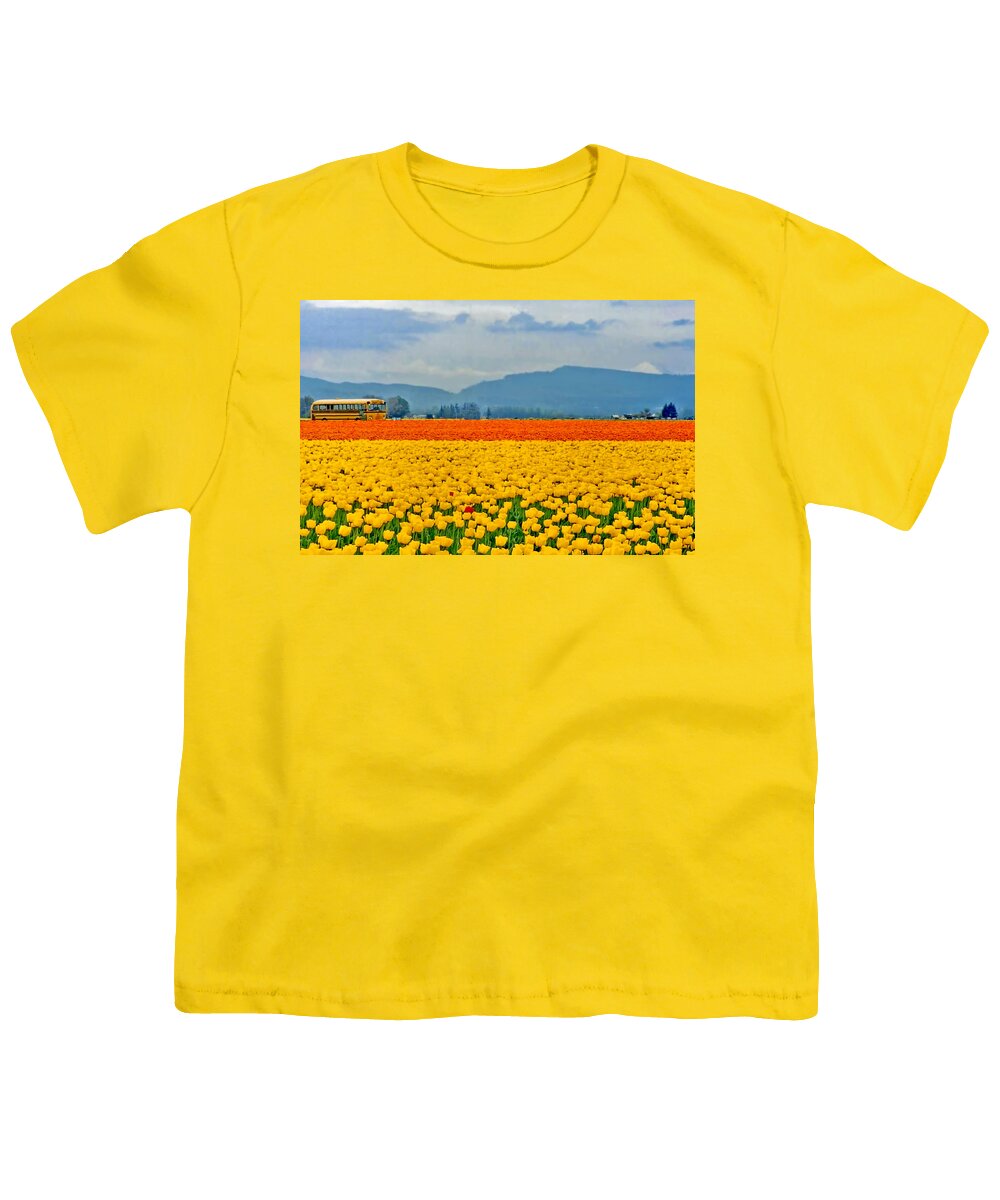 Tulips Youth T-Shirt featuring the photograph Skagit Valley Tulip Field by Peggy Collins