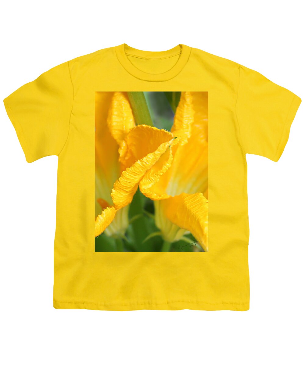 Zucchini Flowers Youth T-Shirt featuring the photograph Zucchini Flowers in May by Kume Bryant