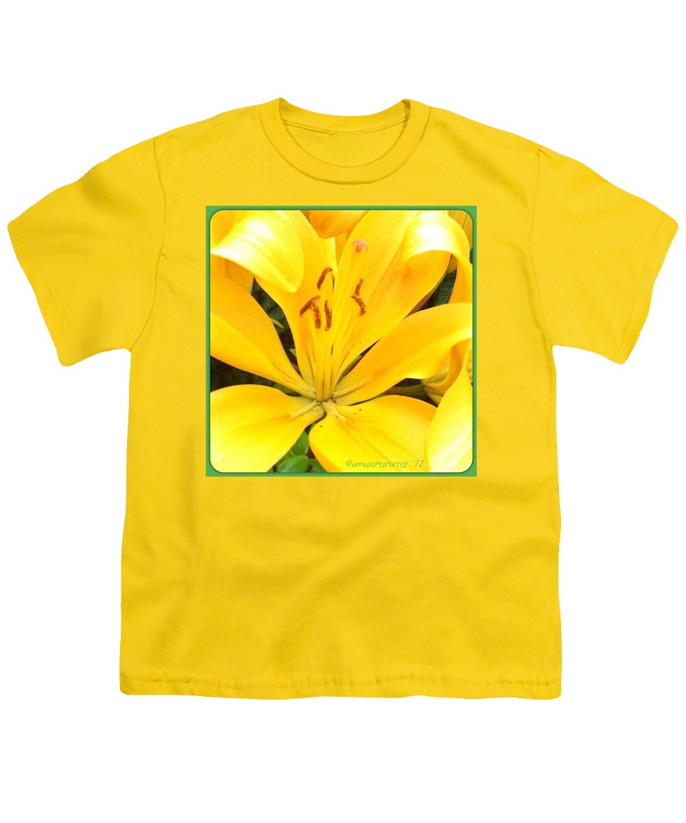 Beautiful Youth T-Shirt featuring the photograph Golden Lily #yellow #lily #sunny by Anna Porter