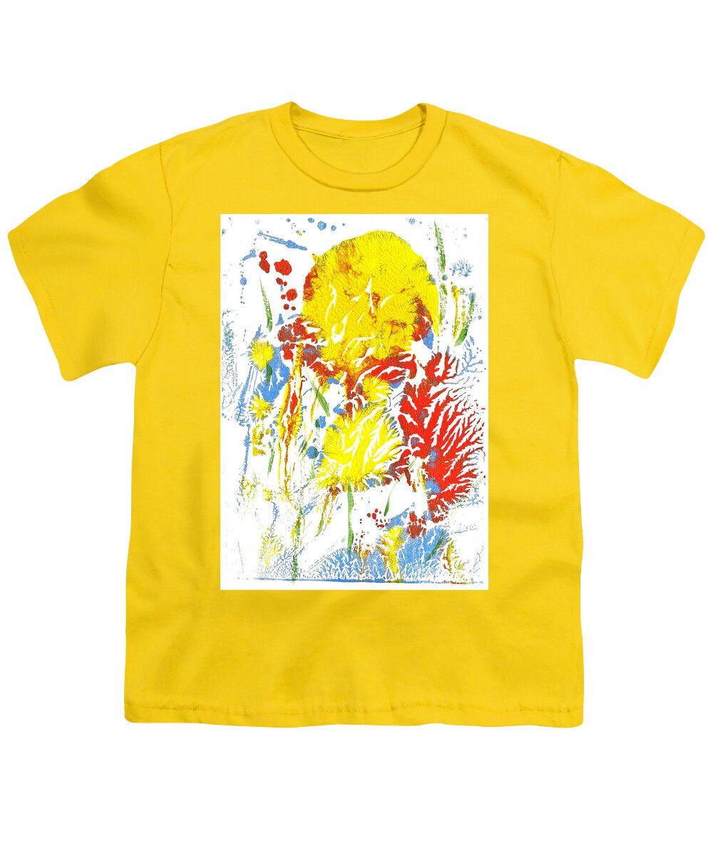 Cannah Flowers Blue Kites Youth T-Shirt featuring the painting Canna Lilies 1 #1 by Asha Sudhaker Shenoy